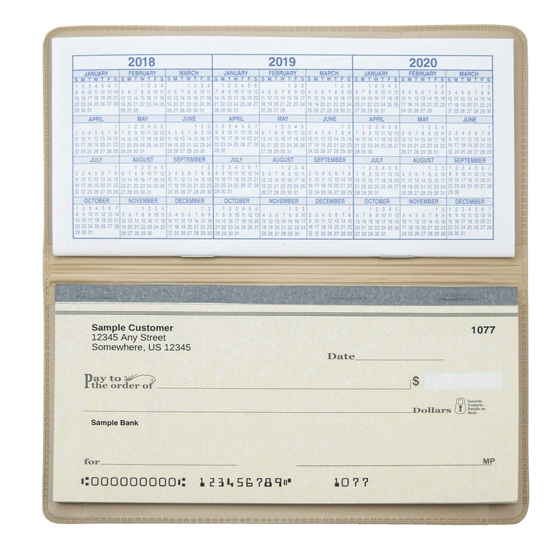 CAROUSELCHECKS Beige Vinyl Checkbook Cover, Top Tear Personal Vinyl Checkbook Cover - Image 2